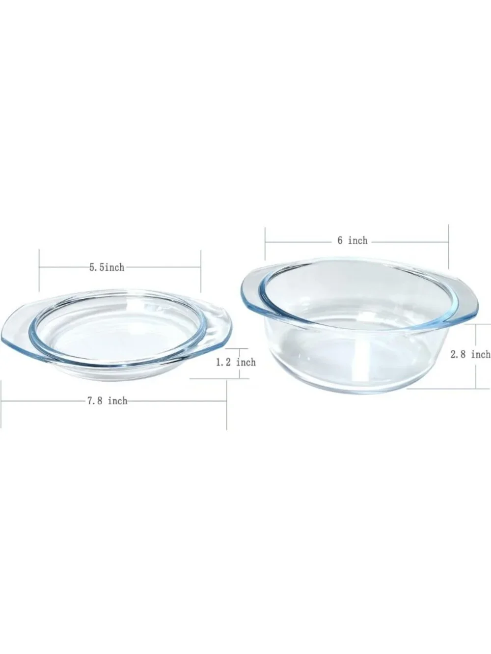 Mini 1-QT Round Glass Casserole Dish with Lid - Tempered Clear Bowl for Baking